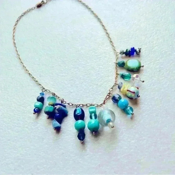 Beaded turquoise charm statement necklace - Picture 1 of 3
